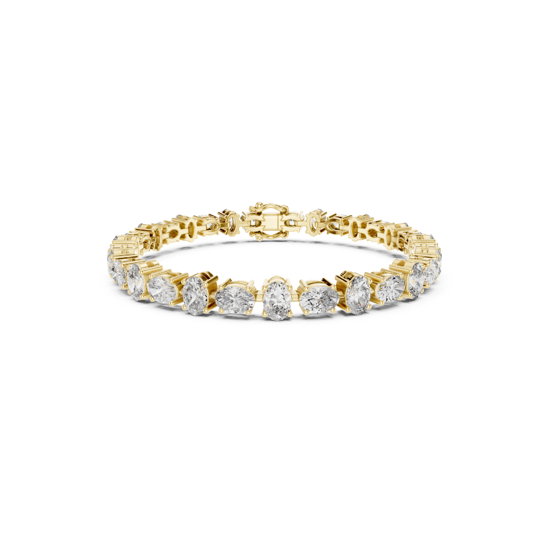 7.71 CTW Dual-Size Oval Cut Lab Grown Diamond Collet-Set Tennis Bracelet