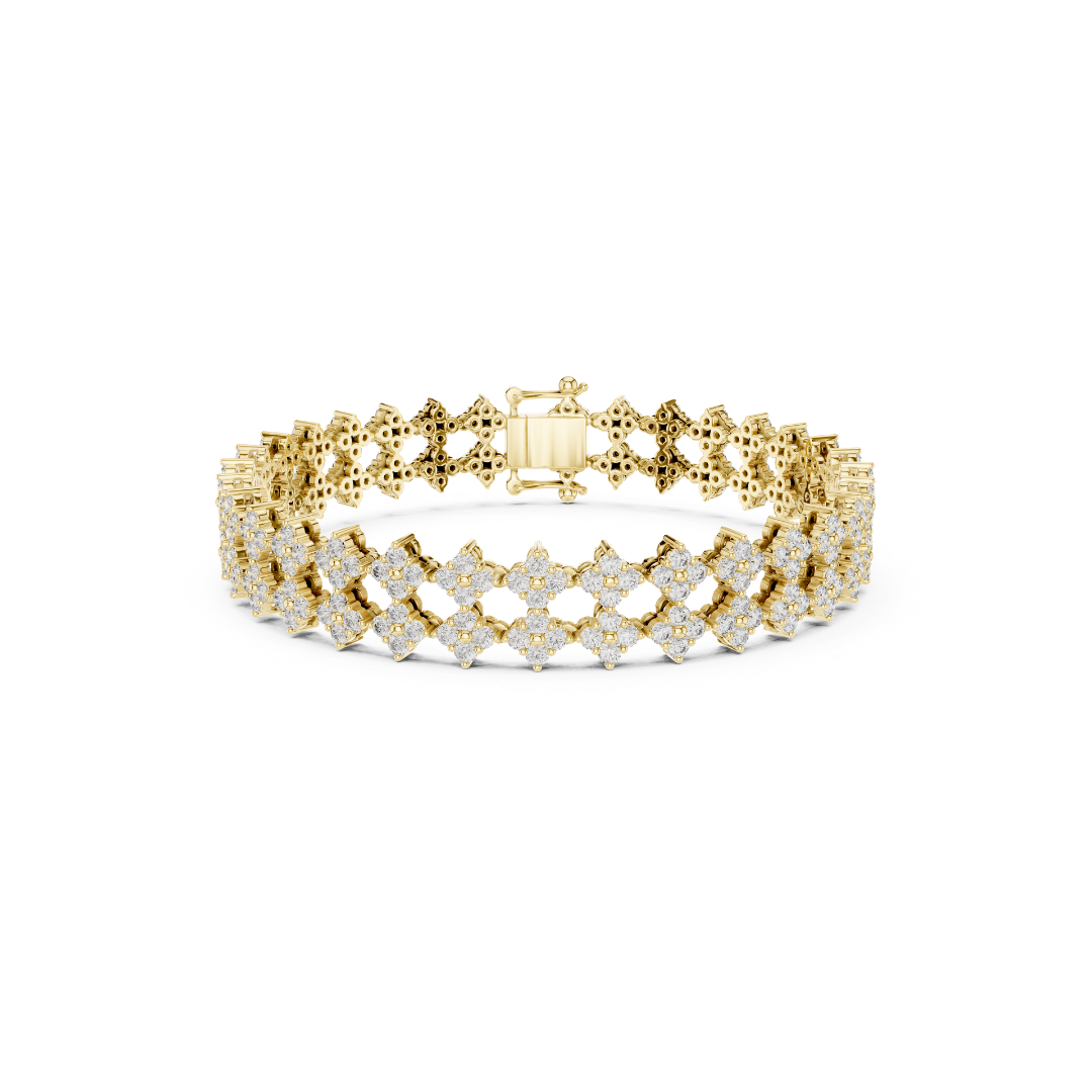 5.12 CTW Round Lab Grown Diamond Collet-Set Diamond-Cluster Link Bracelet