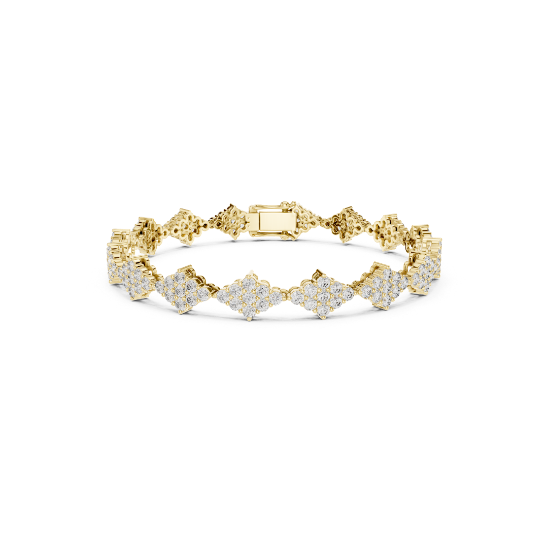 5.76 CTW Round Lab Grown Diamond Collet-Set Diamond-Cluster Link Bracelet