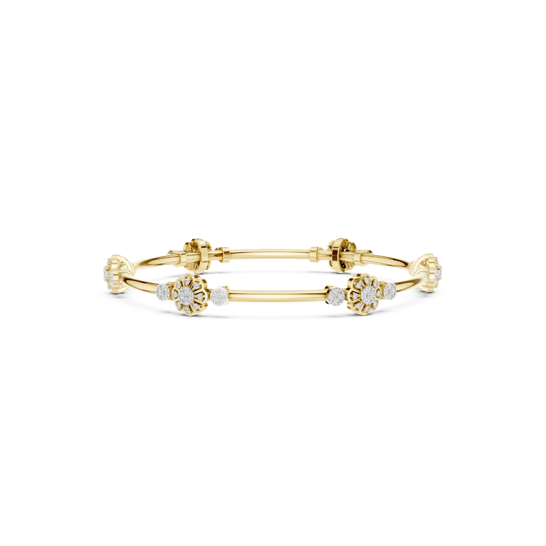 Round Lab Grown Diamond Prong & Collet-Set Station Bangle