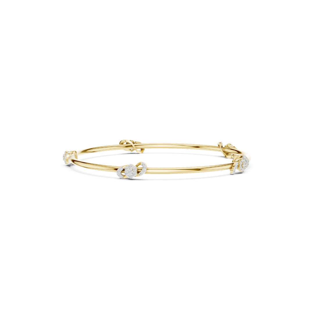 Round Lab Grown Diamond Prong & Collet-Set Station Bangle